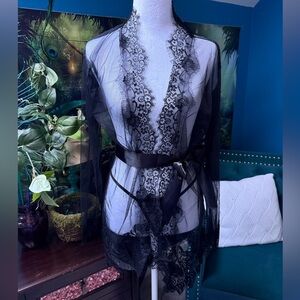 Elegant Red Lace Robe Set